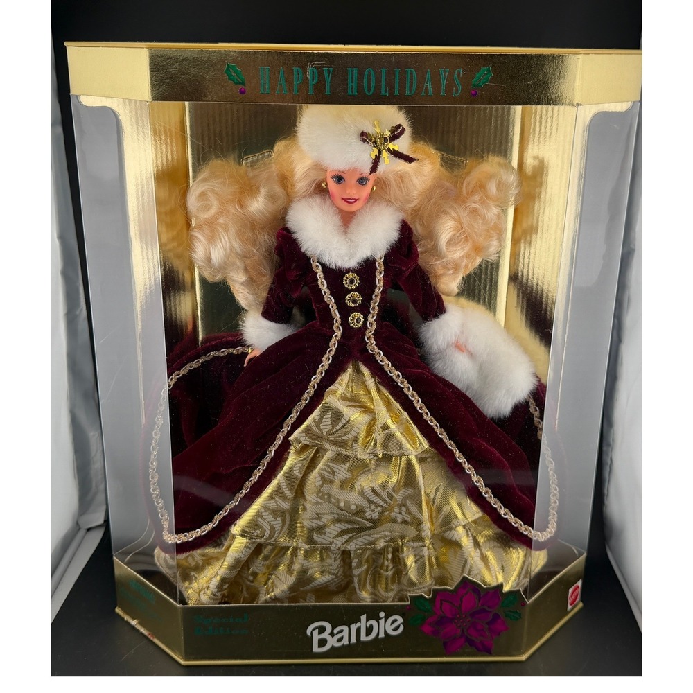 Mattel Happy Holidays Barbie Doll 1996-Special Edition, Burgundy, 15646, Sealed